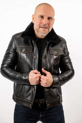 Men's leather jacket Biser denim type